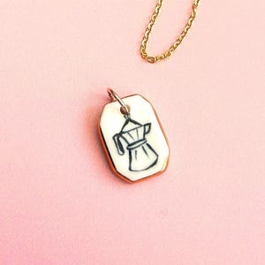 Handmade Ceramic Espresso Coffee Moka Pot Pendant (1.9cm): Gold Luster Edge