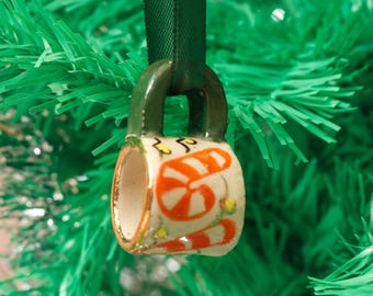 Hand-Painted Mini ceramic mug Ornament with Gold Lustre