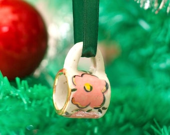 Hand-Painted Mini ceramic mug Ornament with Gold Lustre