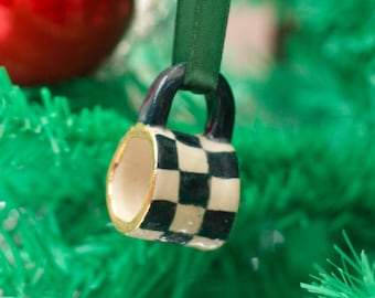 Hand-Painted Mini ceramic mug Ornament with Gold Lustre