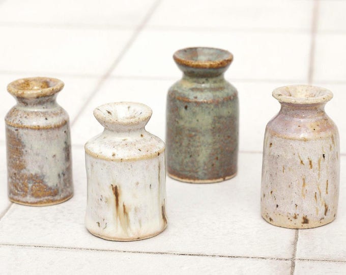 Ornamental Bud Tiny Ceramic Vase, Stoneware Pottery, Four Glaze Choices