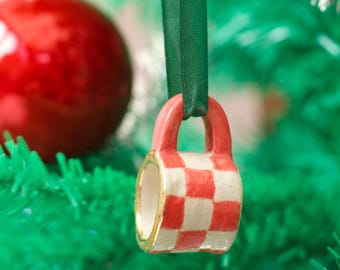 Hand-Painted Mini ceramic mug Ornament with Gold Lustre