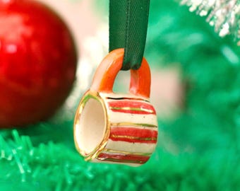 Hand-Painted Mini ceramic mug Ornament with Gold Lustre