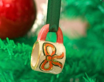 Hand-Painted Mini ceramic mug Ornament with Gold Lustre