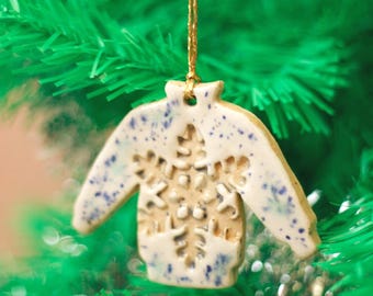 Christmas Tree Ornament with Snowflake Pattern - Holiday Jumper Design