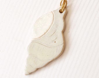Handmade Ceramic Christmas Shell Ornament: Stoneware Clay Xmas Decoration