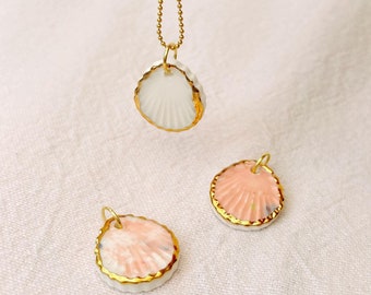 Handmade Porcelain Pendant - Hand Painted Genuine Gold Lustre  (pendant only)