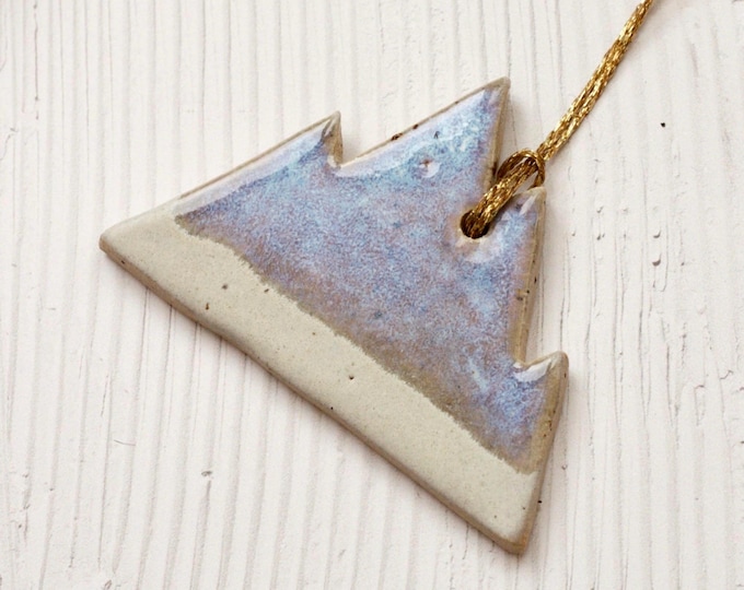 Featured listing image: Handmade Stoneware Mountain Ornament: Snowy Peak Christmas Decoration