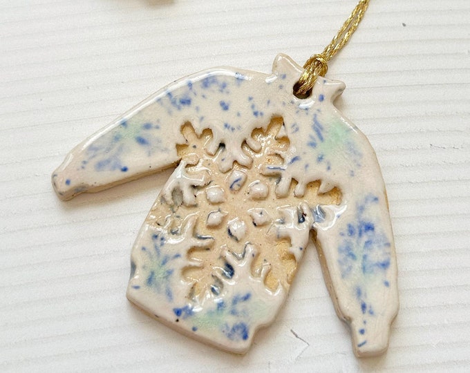 Christmas Tree Ornament with Snowflake Pattern - Holiday Jumper Design