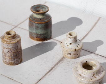 Ornamental Bud Tiny Ceramic Vase, Stoneware Pottery, Four Vase Choices