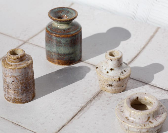 Ornamental Bud Tiny Ceramic Vase, Stoneware Pottery, Four Vase Choices