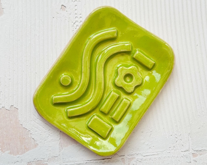 Made to order - Lime Geometric Ceramic Soap Dish