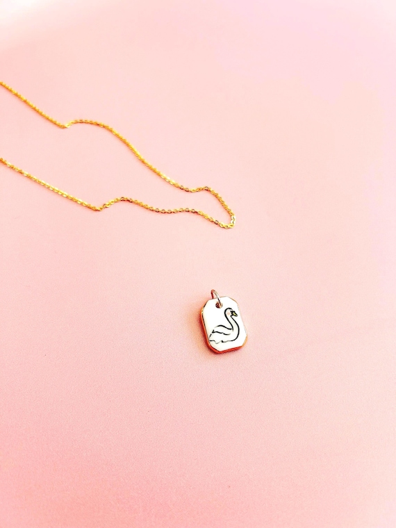 Handmade Ceramic Swan Pendant for Necklace – Gold Lustre Edge