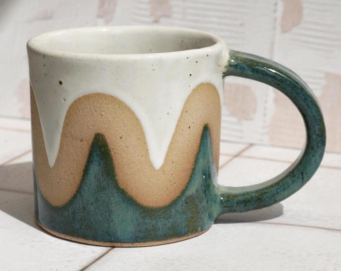 Green Marble Ceramic Wavy Mug