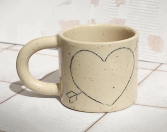 Made to order - Small Pencil Heart Ceramic Stoneware Mug