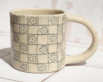 Mug with geometric Pencil Drawing
