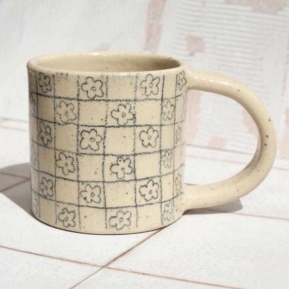 Mug with geometric Pencil Drawing