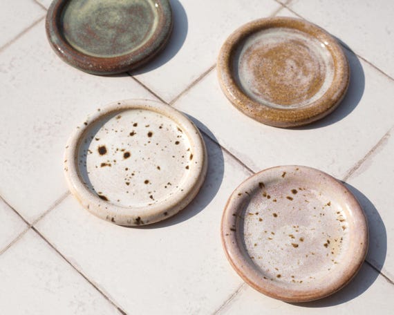 Decorative small dish, Stoneware ceramic pottery, Glazed thrown pottery