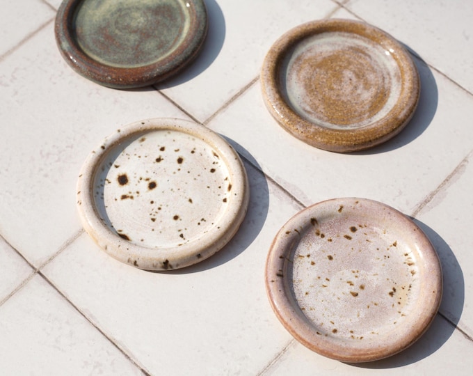 Decorative small dish, Stoneware ceramic pottery, Glazed thrown pottery