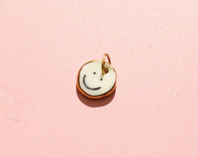Featured listing image: Double-Sided Ceramic Face Pendant: Gold Lustre Porcelain