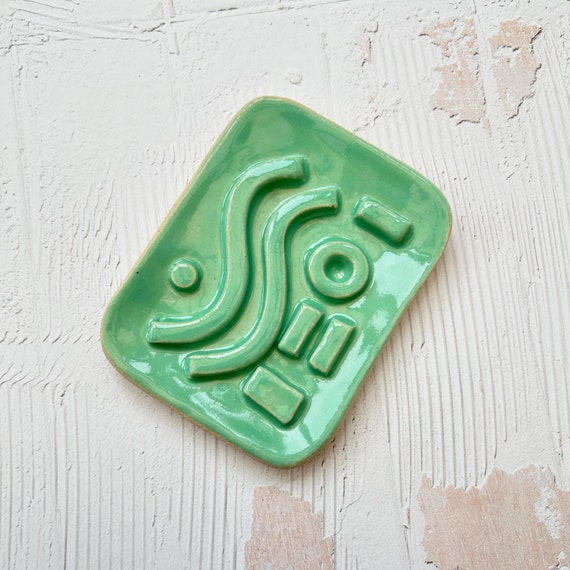 Ceramic Soap Dish with Mint Green Glaze