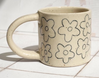 Handmade ceramic floral mug