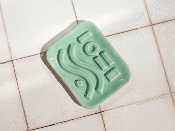 Ceramic Soap Dish with Mint Green Glaze