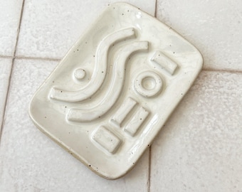 Ceramic Soap Dish with Geometric Pattern