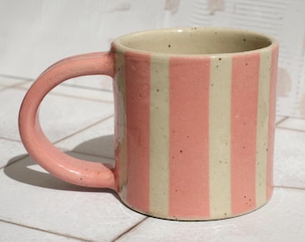 Ceramic Striped Mug with Pink