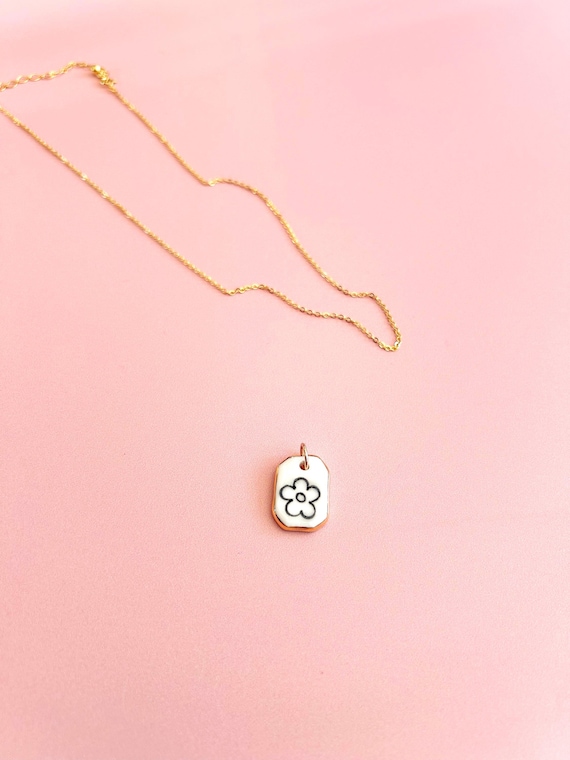 Handmade Ceramic Flower Pendant – Gold Lustre Edge, Daisy for necklace