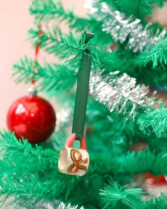 Hand-Painted Mini ceramic mug Ornament with Gold Lustre