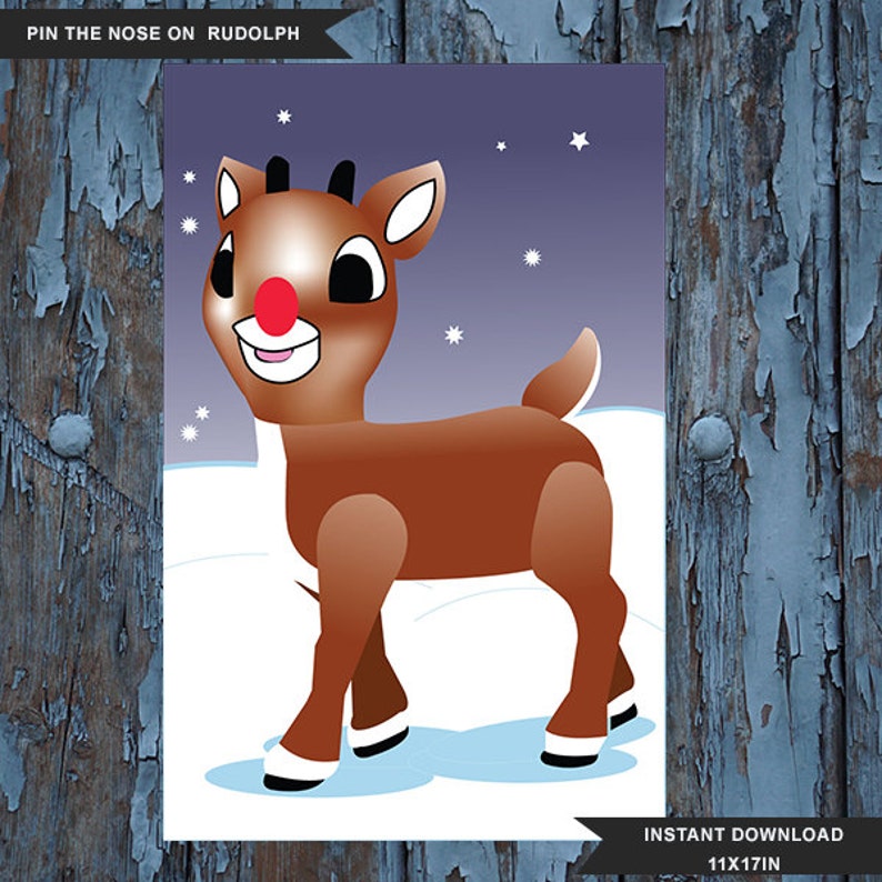 Christmas Party Game Pin The Nose On Rudolph Rudolph The Etsy