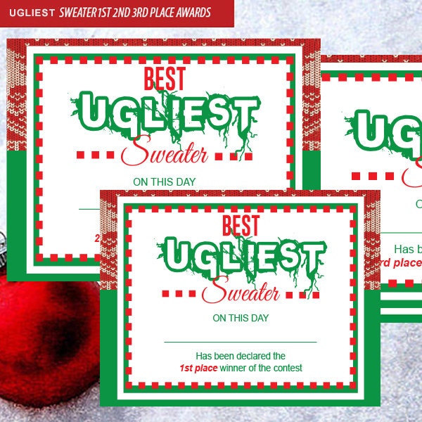 Ugly sweater contest winner deals certificate