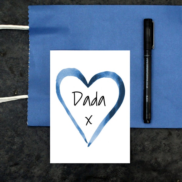 Dada card - birthday card - Father's Day card - love you dada - get well - card from daughter - card from son - first word card - Valentine