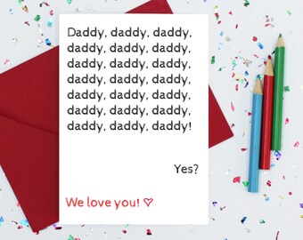 Daddy Valentine's Day card - love card from children - funny love card for daddy - cute Father's Day card for daddy - card from toddlers