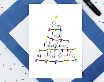 First Christmas as Mrs and Mrs card - Christmas card for wife - newlywed lesbian couple Christmas card - Christmas tree card - gay couple