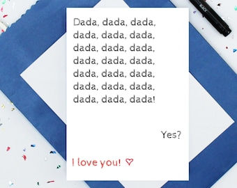 Dada Valentine's Day card - funny love card- cute dada card - toddler Valentines card - Valentine's card child - son card - daughter card