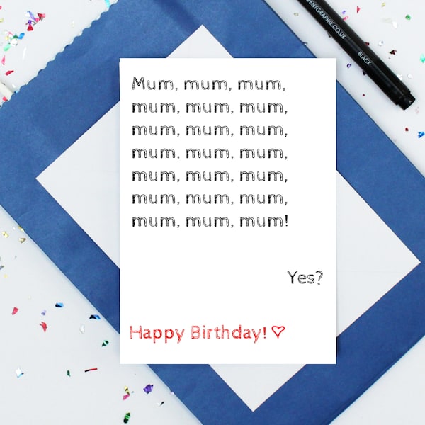 Mum birthday card - funny birthday card - toddler mum card - mum joke card - card for mum - mother birthday card - parents birthday card