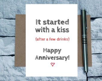 Funny anniversary card - joke love card - drink anniversary card - joke anniversary card - kiss anniversary card - husband card - wife card