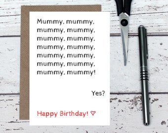 Carte d’anniversaire de momie - carte drôle d’anniversaire - carte de momie d’enfant en bas âge - carte de plaisanterie de momie - carte pour maman - carte d’anniversaire de maman - carte drôle de mère