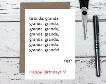 Granda card - funny birthday card for granda - granda birthday card - toddler card - birthday joke card - granda joke - grandfather card