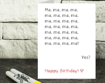 Ma birthday card - ma card - card for ma - funny birthday card - toddler ma card - ma joke card - mother birthday card - card from daughter