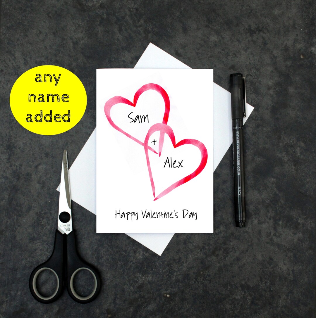 Personalised Valentine's Day Card Love Hearts Card Valentines Card for ...