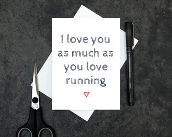 Running love card - running anniversary card - runner Valentine's day card - jogging joke Valentine's card - funny Valentines card - sports