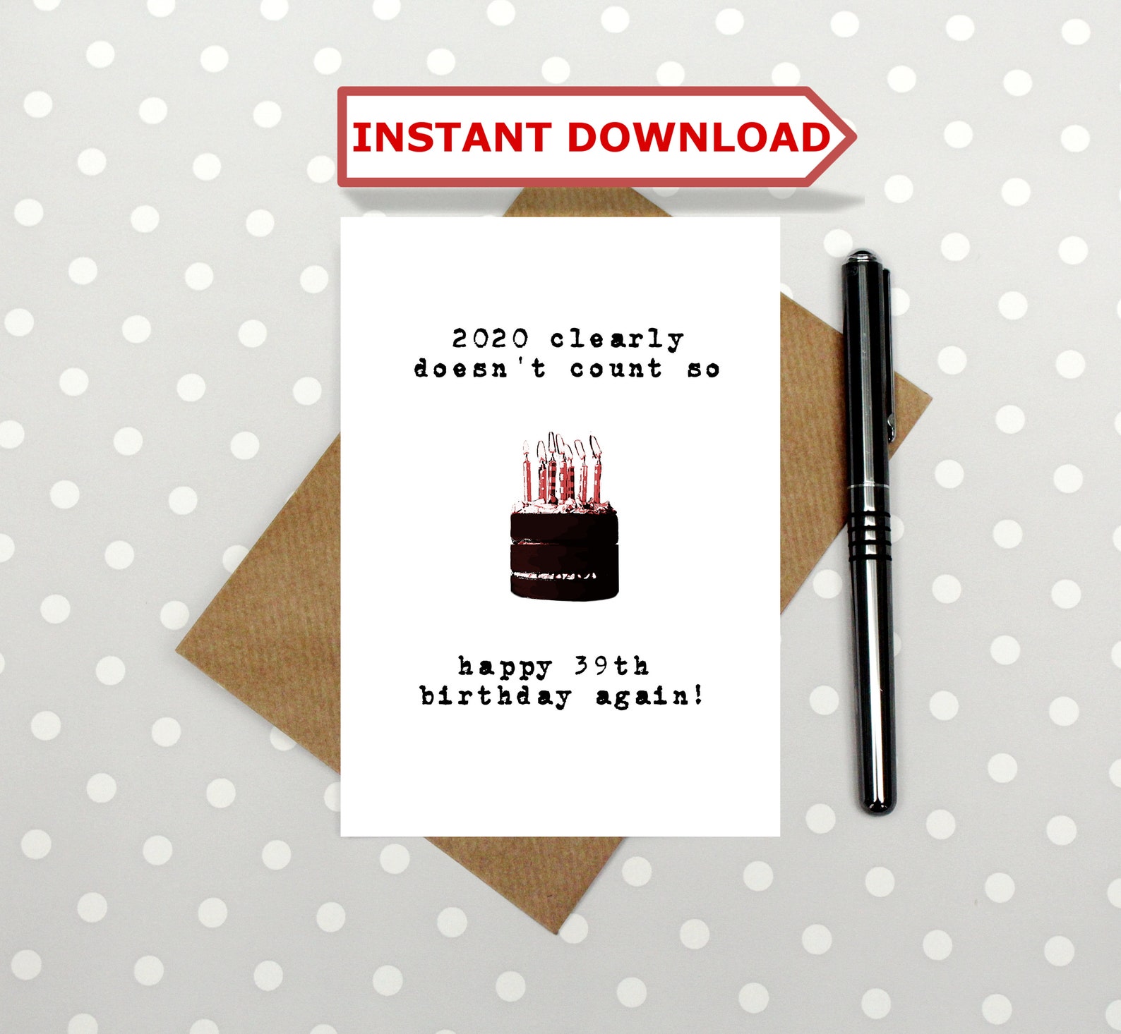 Funny 40th Birthday Card INSTANT DOWNLOAD 39 Again Joke - Etsy UK