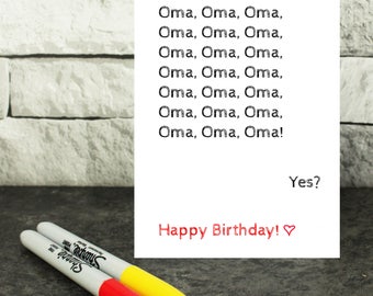Oma card - birthday card for Oma - funny Oma card - funny Oma birthday card - toddler Oma card - grandmother card - Oma greeting card - Oma