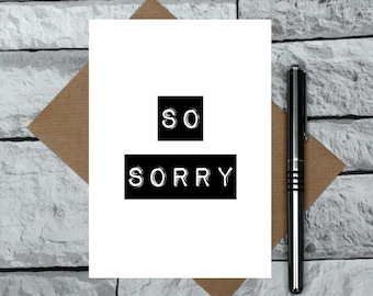 sorry card - stylish sorry card - rsvp card - simple card - blank card - so sorry card - retro card - apologies card - sympathy card