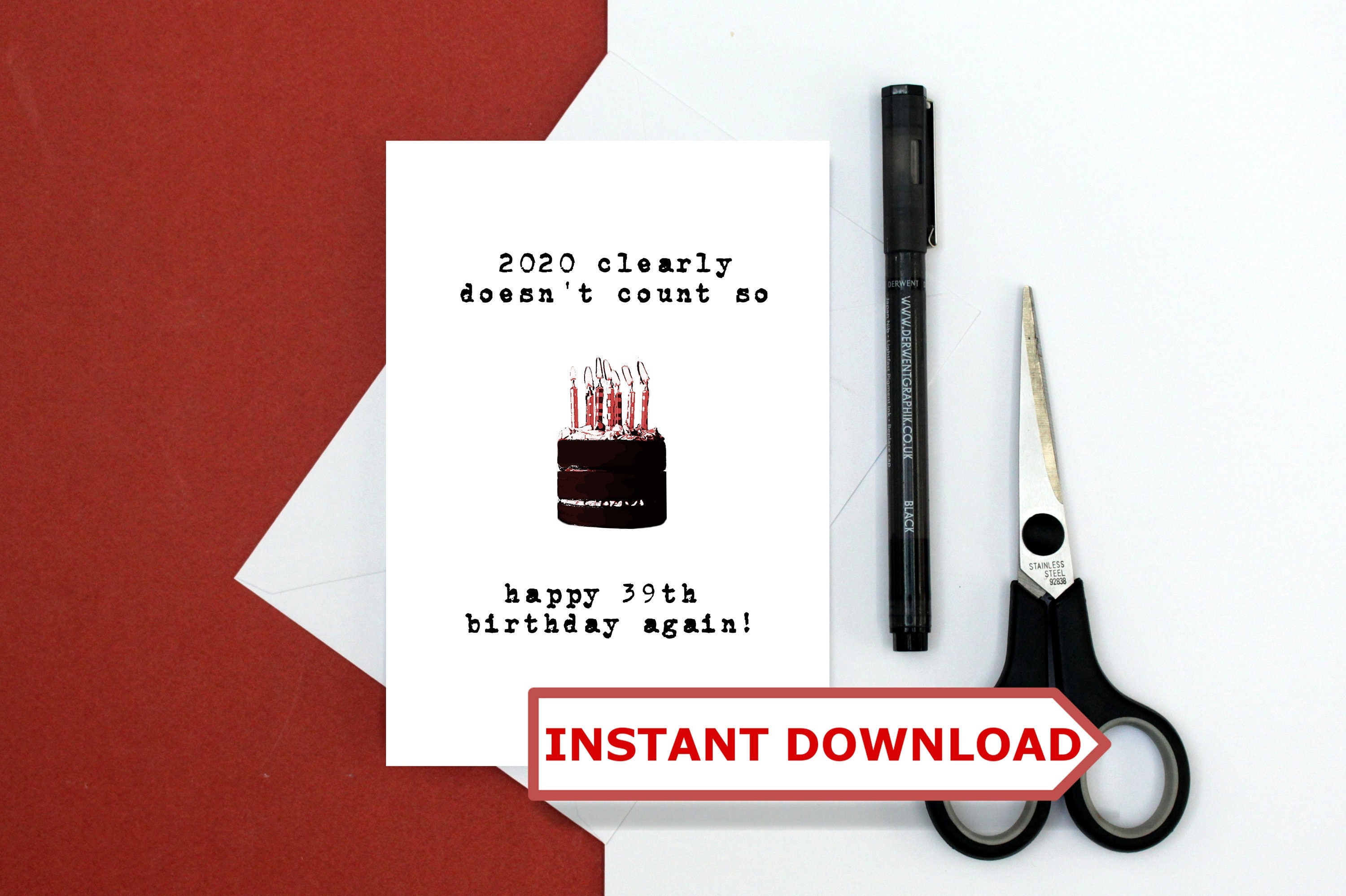 Funny 40th Birthday Card INSTANT DOWNLOAD 39 Again Joke - Etsy UK