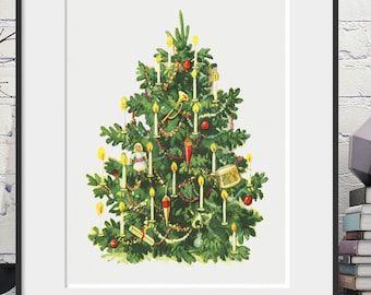 Christmas post card print Victorian Christmas tree NEW Fine Art Giclee Print Poster P349