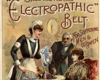 Antique quack medicine advertisement Patent medicine poster Medical Battery electropathic belt NEW fine art giclee print poster P361